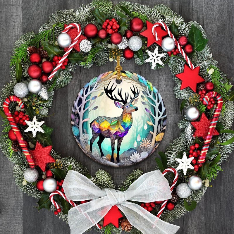 Touber Stained Ceramic Elk Ornament - Elk Christmas Ornaments - Christmas Tree Ornaments - Christmas Decorations - Elk Decor for Office, Room, Home - Holiday Present Ideas - Image 5